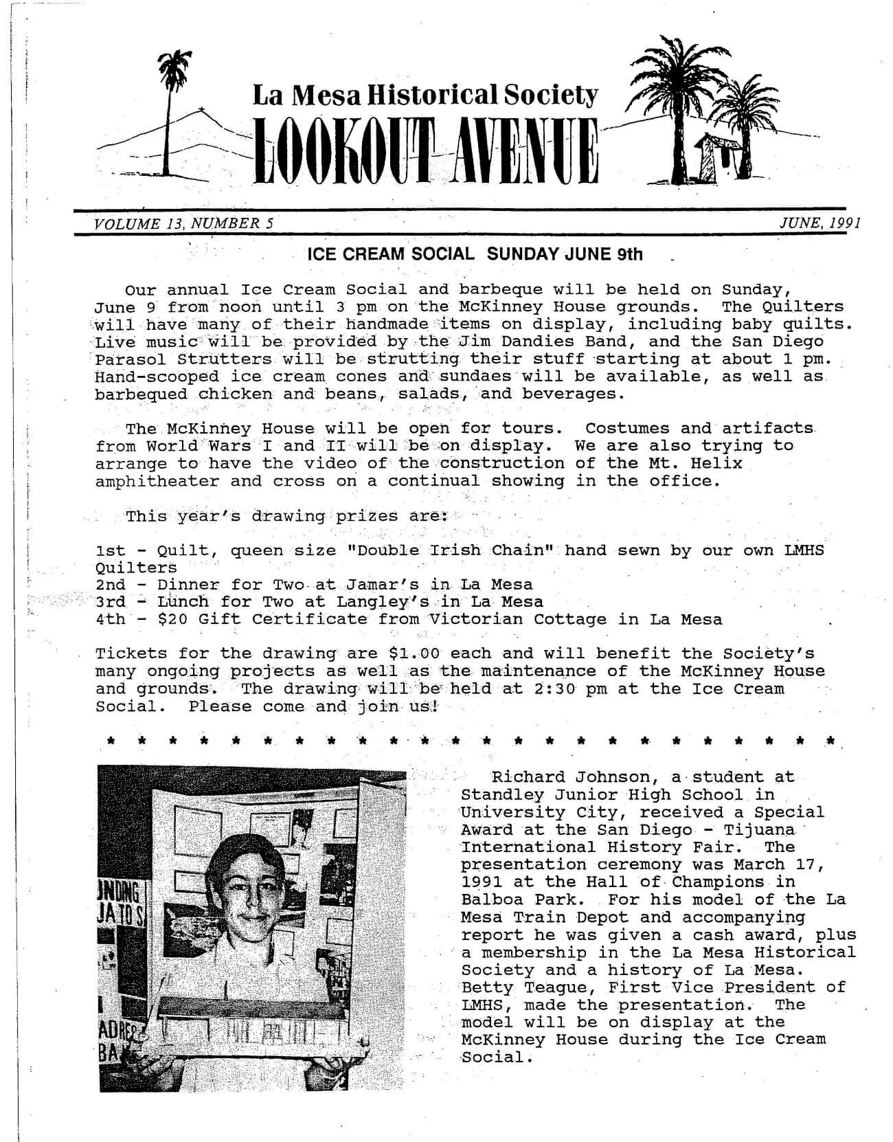 Lookout Avenue Newsletter 1991 cover